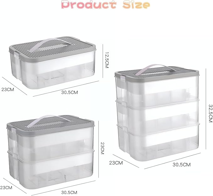 Toys Organizer Storage Case for Lego Box Kids Toy Stackable Building Blocks with Lids Bins Adjustable Lego Storage Containers Plastic Toy Box 3 Layer (Grey) - Image 2