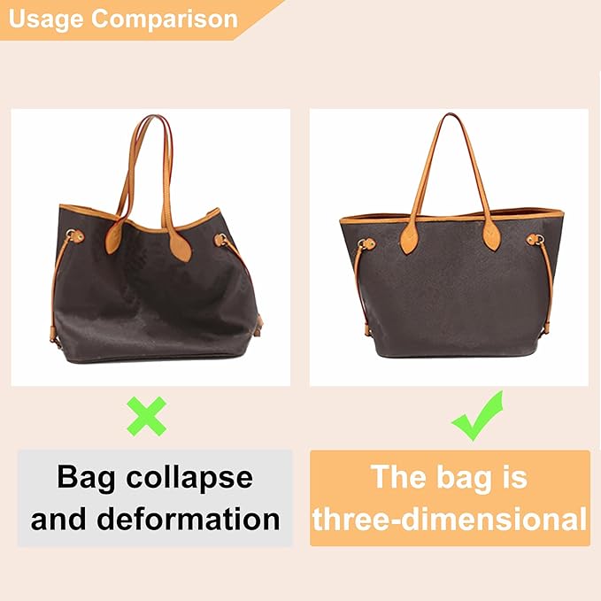 Purse Organizer Insert for Handbags, Felt Neverfull MM Organizer Insert with Cover, Tote Bag Organizer with Zipper Pocket and Bottle Holder, Fit Neverfull MM and More, Beige-L - Image 3