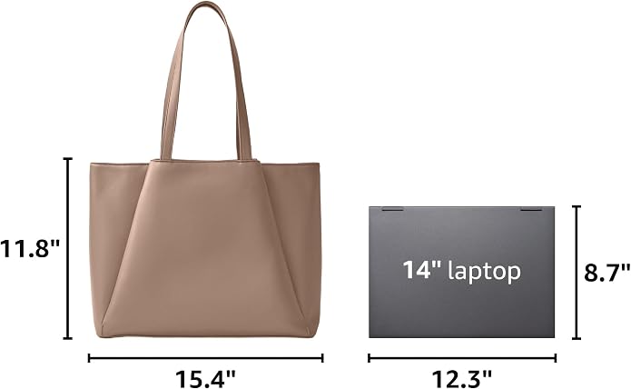 Work Tote Bags for Women 15.6 Inch Laptop with Zip Compartments | Vegan Leather Strcutured Professional Briefcase for Office, Meeting, Business with Padded Sleeve for Computer, water bottle - Image 3