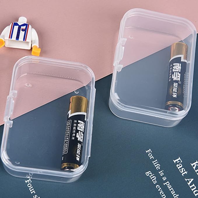 Mini Clear Plastic Storage Containers, 2.56x1.77x0.79 inch | 100 Pack, Rectangular, Hinged Lid, For Beads and Small Craft Items - Image 5