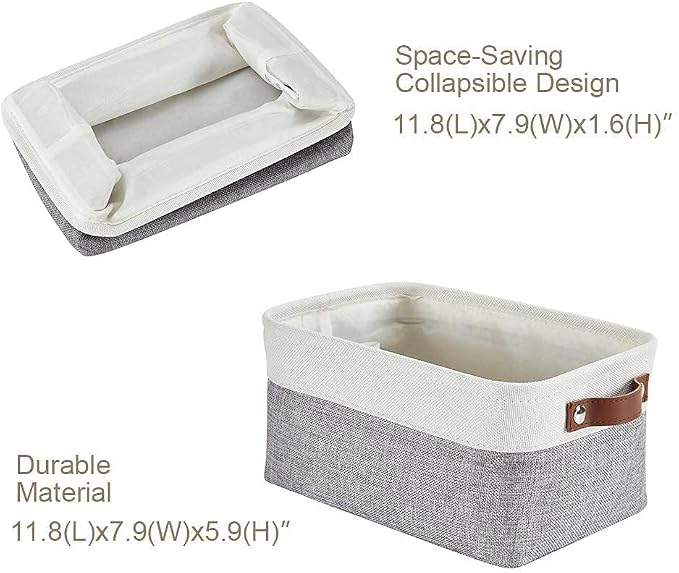 DECOMOMO Small Storage Basket, Closet Storage Bins | 6 Pack Baskets for Organizing Shelves, Decorative Linen Closet Baskets(Grey & White) - Image 4
