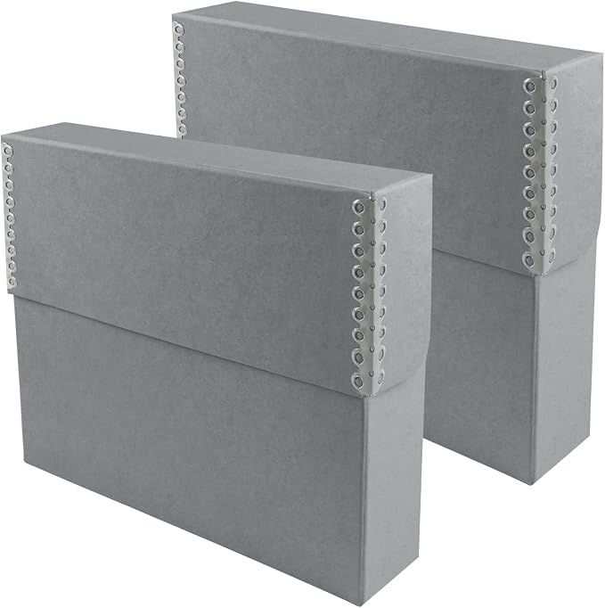 Lineco Archival Document Storage Box, Gray, 15.5" x 10.5" x 2.5" | Legal-Sized, Metal Edge, Acid-Free Boxboard Case, Organize Files, Prints, Photos, Pack of 2 by Lineco