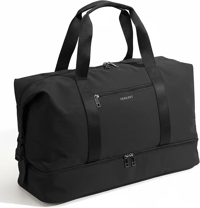 Oeihuivt Weekender Bags for Women - 21 Inch Large Travel Duffel Bag Set with Shoe Compartment, Heavy-Duty nylon Carry On Overnight Tote Black by Oeihuivtweekenderbag