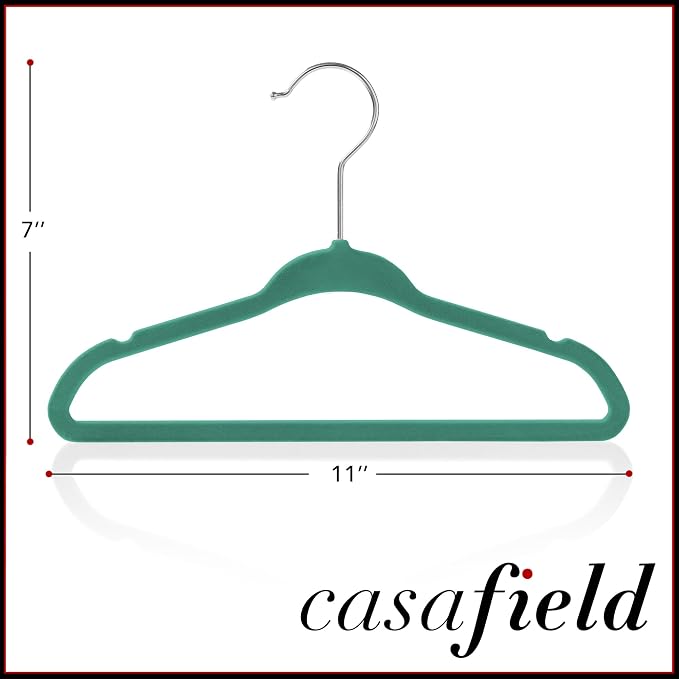 Casafield 50 Velvet Baby Hangers - 11" Size for Infant & Toddler Clothes - Teal - Image 5
