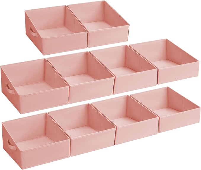DIMJ Closet Storage Bins 10 Pack - Fabric Storage Baskets for Shelves, Collapsible Clothes Organizer with Handles, Trapezoid Shelf Organization Storage Cubes for Purse, Toys, Books, Towel, Clothes by DiMJ