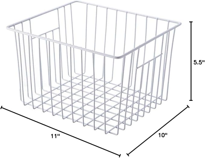 Freezer Storage Organizer Basket, Refrigerator Wire Household Bins with Built-in Handles for Kitchen, Pantry, Cabinet, Closets - Pearl White(4Pack, 11in x 10in x 5.5in) - Image 10