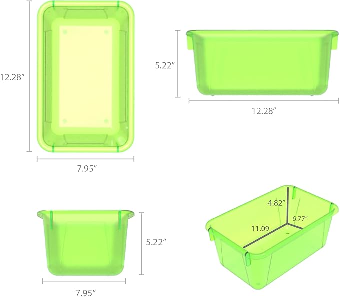 Storex Small Cubby Bins – Plastic Storage Containers for Classroom, 12.2 x 7.8 x 5.1 inches, Candy Green, 5-Pack (62477A05C) - Image 9
