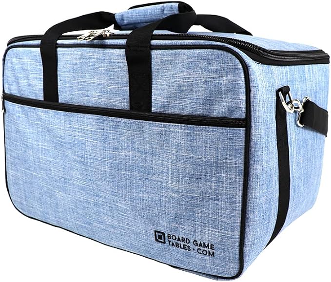Board Game Bag, Fits 7 Standard-Sized Boxes, Padded For Protection | Carry With Backpack/Shoulder Strap/Luggage Slip | Duffle Bag For Travel Or Game Night | Pocket For Accessories (Sky Blue) by BoardGameTablescom