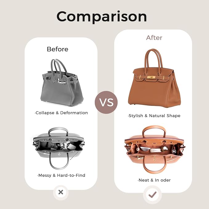 ZTUJO Silky Purse Organizer For Birkin, Luxury Purse Organizer Insert (Gold, BK30) - Image 8