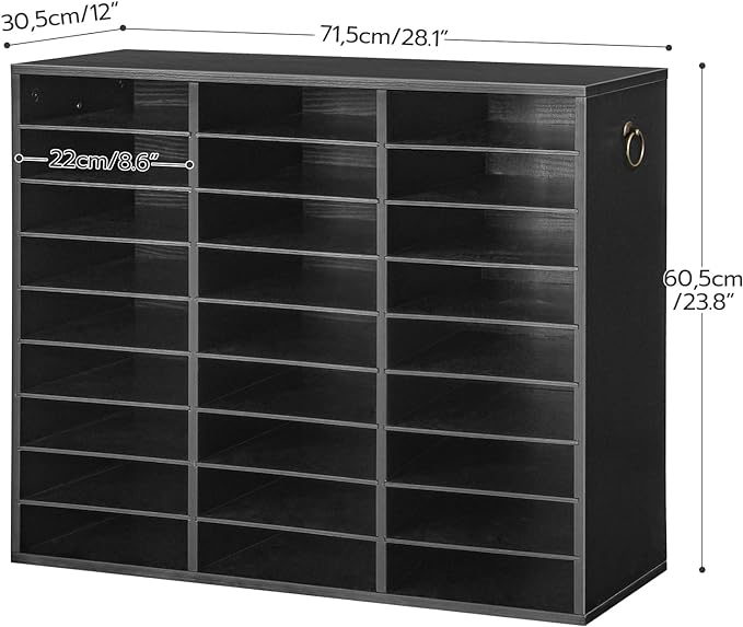 HOOBRO Literature Organizer, 27 Compartments Wooden Mail Organizer, Countertop Literature Sorter with Adjustable Shelves for Home, Office, School, Student Mailbox for Classroom, Black BK27WF01 - Image 3