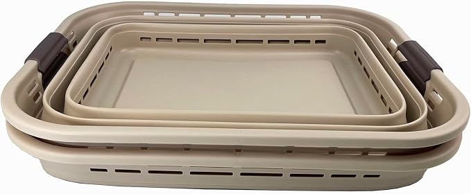 SAMMART 42L (11 gallons) Collapsible Plastic Laundry Basket - Portable Pop Up Storage Container/Organizer - Portable Hamper - Space Saving Easy Storage (Apricot/Brown (Set of 2)) - Image 5