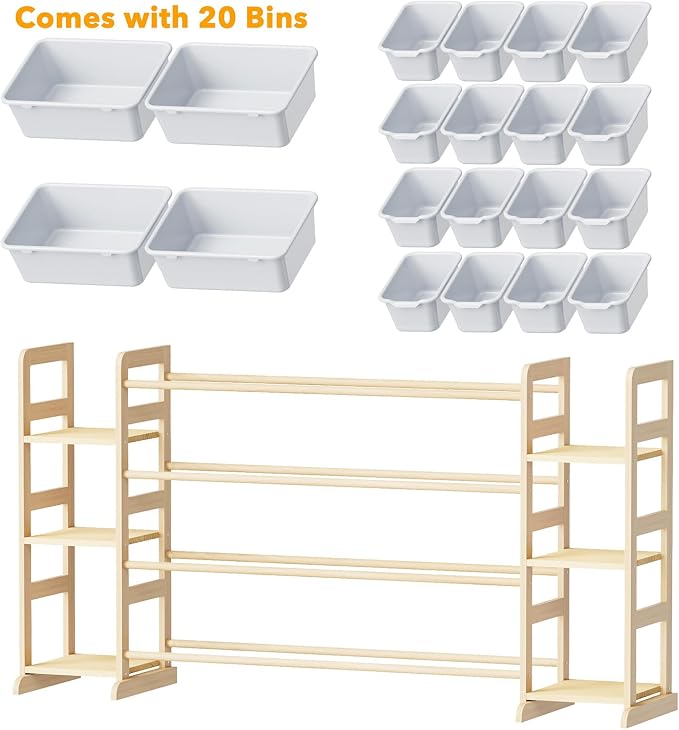 SpaceAid Toy Storage Organizer with 6 Shelves and 20 Bins, Toy Organizers Storage Bookshelf, Kids Bin Shelf Toys Box Bookcase for Bedroom Playroom Organization Room Decor, Neutral Gray - Image 7