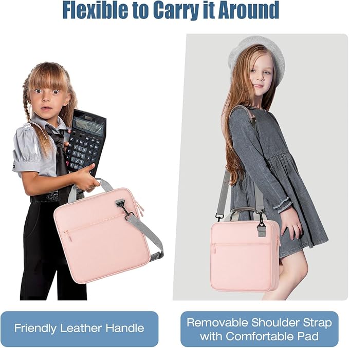 MoKo Zipper Binder, 2-Inch 3 Ring Binder with Zipper, 500 Sheets Capacity Zipper Binders with Shoulder Strap & Handle, Multi-Pocket Zipper Bag Organizer for Work School, Pink & Gray - Image 5