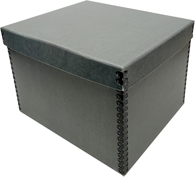 Lineco Record Storage Box 12x15x10 inch, Acid-Free Gray Boxboard, 1 Pack | Extra-Durable Filing Archival Cartons for Long-Term Storing Important Documents, Papers, Photos, Albums, Artworks or Prints by Lineco