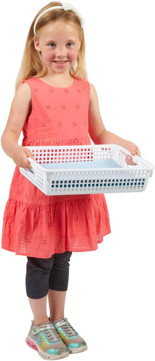 Really Good Stuff Small Desktop Paper Storage Baskets, 14" x 10" x 3.25" | 6-Pack, Neon Group Colors, Mesh Baskets for Classroom or Home, Secure Papers Crease-Free - Image 6