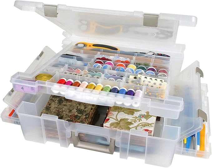ArtBin Super Satchel Deluxe Divided Base Organizer with Drawers, Clear | Divided Base with Drawers, Large Portable Craft Storage, Secure Latches, Carry Handle, Durable Plastic by ArtBin