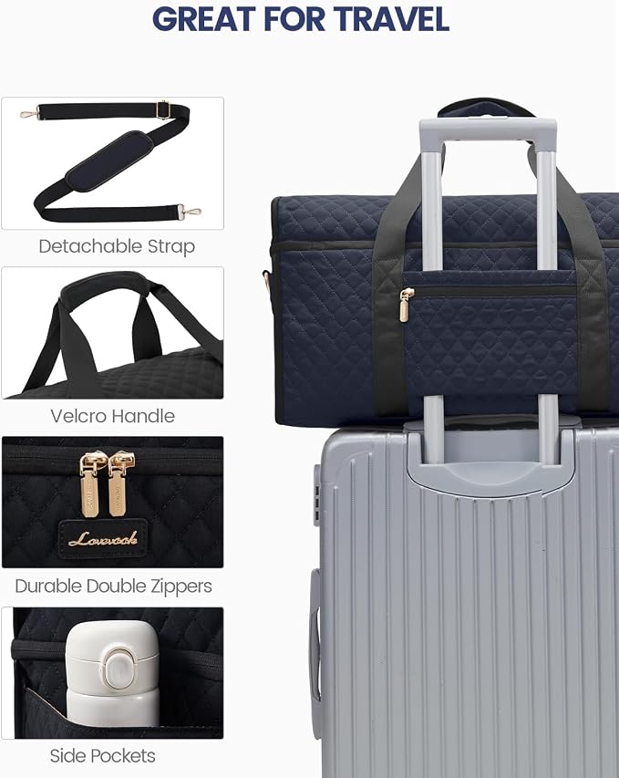 LOVEVOOK Travel Duffle Bag - Weekender & Overnight Bag with Toiletry & Wet Pocket, Carry-On Size, 3pc Set - Image 6