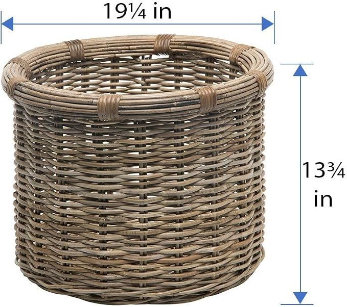 KOUBOO Rattan Log & Storage Basket Large Firewood Holder Gray Brown | KOUBOO Round Rattan Log Basket, Large Firewood, Blanket Holder Gray Brown - Image 4