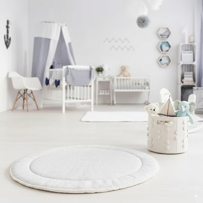 Storage Bins for Kids Nursery Bin Organizer (13"x12") Laundry Basket for Closet, Decorative Floor Storage Basket Canvas Fabric Storage Basket (Pompom - Ivory) - Image 2