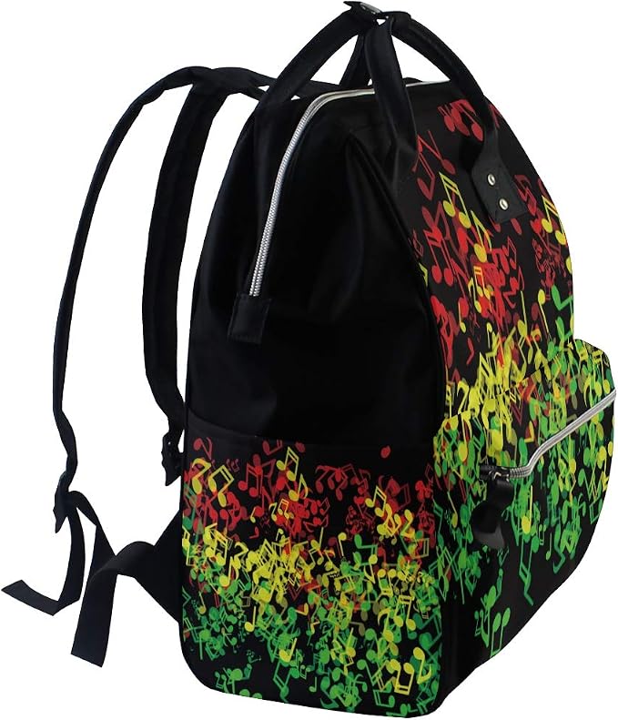 Large Capacity Baby Diaper Bag Rasta Reggae Music Durable Multi Function Travel Backpack - Image 3