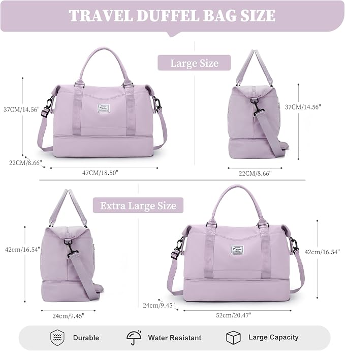 Weekender Bags for Women, Carry-On Overnight Travel Duffel Bag | Travel Bag with Shoes Compartment & Toiletry Bag, Extra Large - Image 3