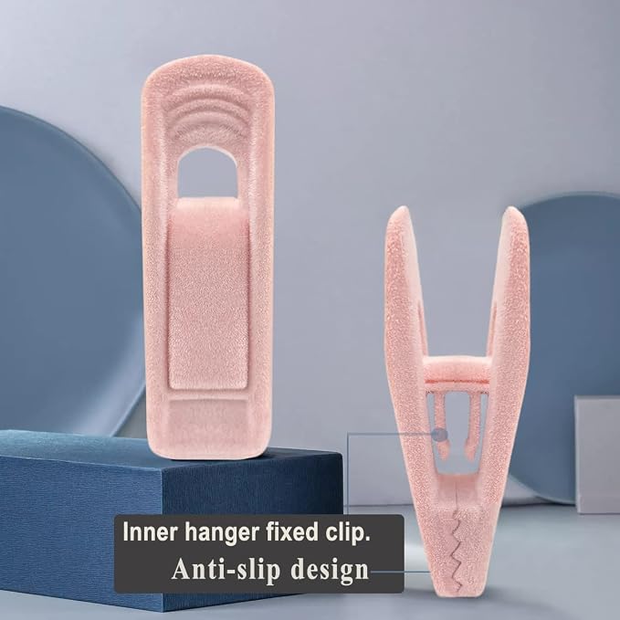 TOFIIGREM Light Pink Velvet Hanger Clips 60 PCS, Strong Finger Clips for Velvet Hangers, Skirt Hanger Clips Fit for Flocking Hangers - Image 6
