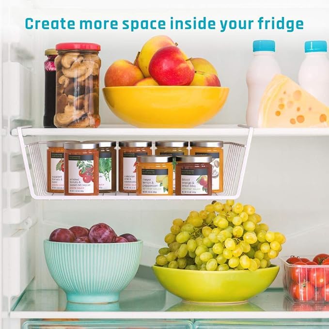 Modern Home Under Shelf Wire Storage Baskets – Hanging Organizer Rack for Cabinet, Pantry, or Closet – White Metal Basket for Kitchen, Towels, or Office – No Tools Required (15") - Image 7