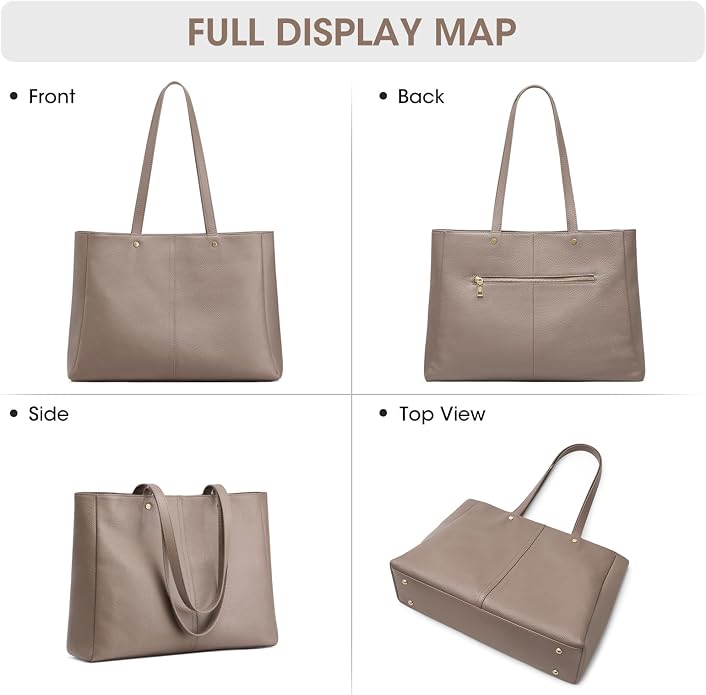 Kattee Women's Soft Leather Work Tote Bag | Large interior with a luggage sleeve for organized work, travel, and everyday carrying. - Image 6