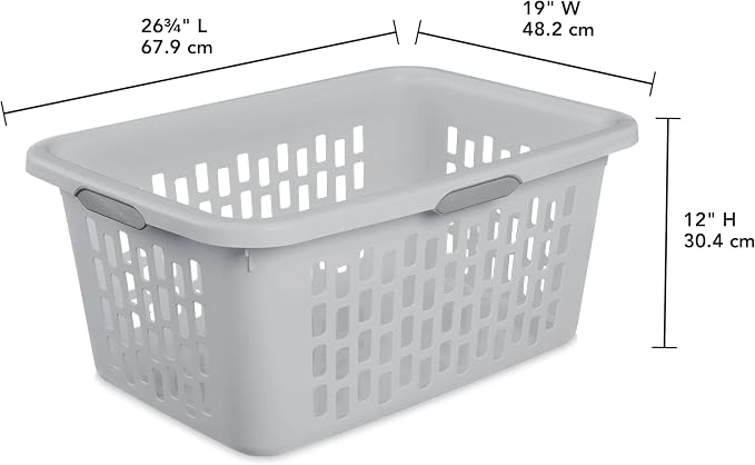 2-Bushel Plastic Laundry Hamper with 4 Ergonomic Handles – BPA-Free, Spacious Design for Household Use, Gray (1PC) - Image 4