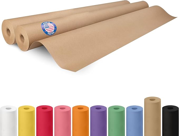 Brown Paper Roll 36" x 1800" (150 feet), Pack of 2 - USA-Made Brown Packing Paper 50lb Thickness for Moving, Shipping, Crafts/Arts - 100% Recycled Natural Wrapping Material by IDL Packaging by IDLPackaging