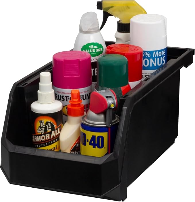 Akro-Mils ReadySpace Large Stackable Plastic Storage Bins, 6-Pack, Black | Open-Front Stackable Bins For Garage, Pantry, Closet & Office, 14,8"L X 8"W X 7"H, Nests When Empty, Durable Plastic, - Image 6