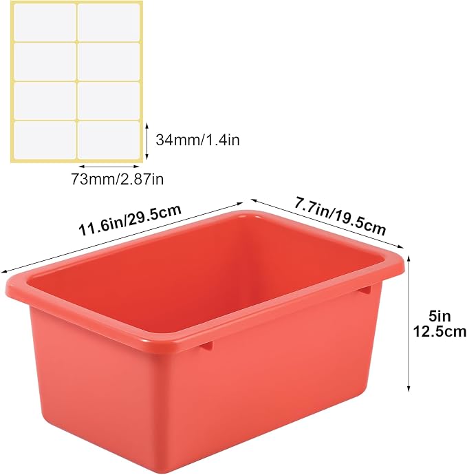 Outus 24 Pack Book Bins for Classroom Plastic Cubby Storage Bins Colored Kids Toy Organizer Container with 120 Pcs Self Adhesive Label for Student Teacher Library School Office Home(Macaron Color) - Image 3