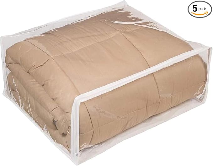 FBA Set of 5 Clear Vinyl Zippered Storage Bags 24x20x11 Inch by FBA