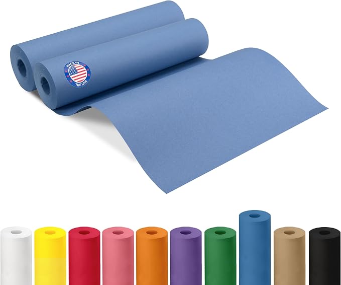 12" x 1200" (100 ft) Blue Kraft Paper Roll, Pack of 2 - USA-Made Quality Craft Paper for Gift Wrapping, Kids' Arts & Crafts, School Projects - 100% Recycled, 50 lb Natural Material by IDL Packaging by IDLPackaging