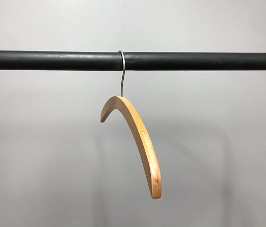 NAHANCO 40017HU Premium Retro-Style Wooden Shirt Hanger with Brushed Chrome Hook, Rounded Shoulders with Rubber Non-Slip Grippers, 16" Natural (Pack of 25) - Image 6