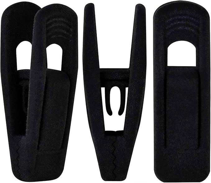 TOFIIGREM Black Velvet Hangers Clips 40 PCS, Pants Hangers Velvet Clips Easily Add to Velvet Hanger, Skirt Suit Pants Clothes Velvet Hangers, Baby Kids Hangers Clips by TOFIIGREM