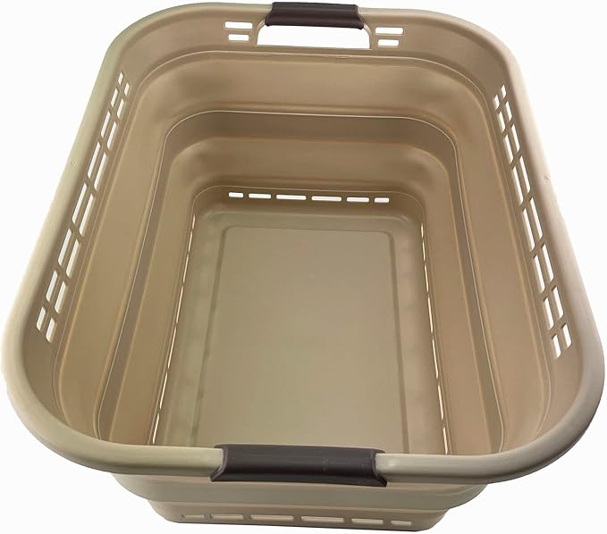 SAMMART 42L (11 Gallons) Collapsible Plastic Laundry Basket - Foldable Pop Up Storage Container/Organizer - Portable Washing Tub - Space Saving Hamper/Basket [BPA Free] (Apricot/Brown) by SAMMART