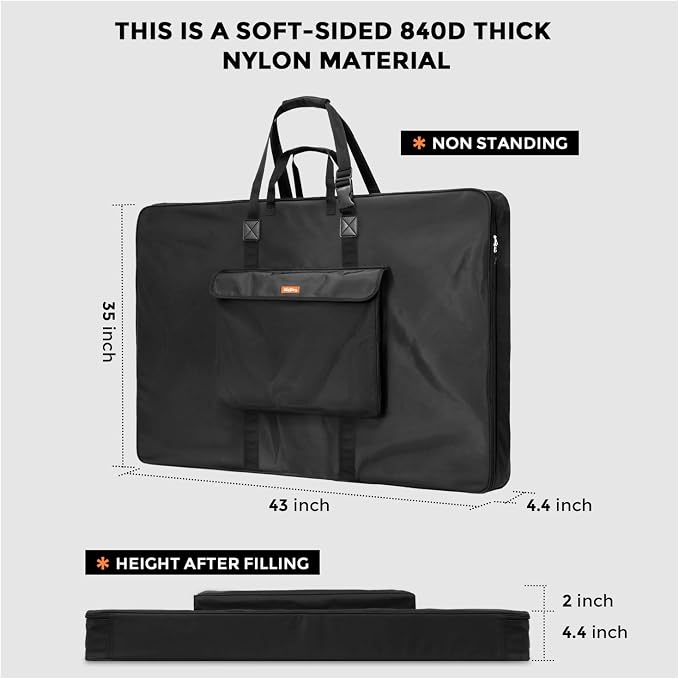 Nicpro Large Art Portfolio Bag 35 x 43 in, Nylon Artist Storage Case | Adjustable Shoulder Strap, Waterproof Carrying Bag for Professional Artwork Sketch Drawing Canvas Photography Poster - Image 2