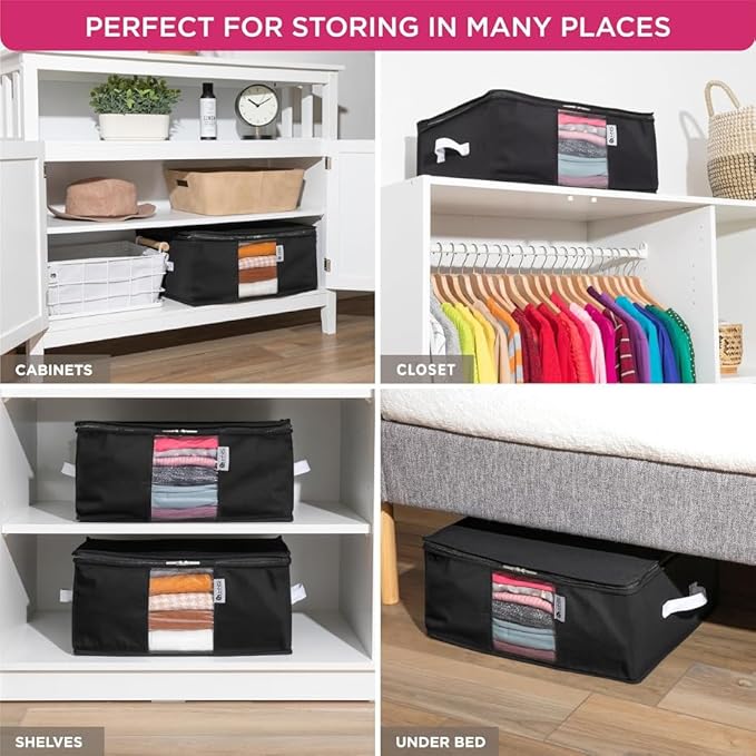 Cedar Clothes Storage Bag Organizer, Protects From Moths, Set of 2, Black | Protects from Moths, Moisture, Dirt & Dust, Underbed Storage Bags for Clothes, Cashmere Sweaters, Bedding & More - Image 5