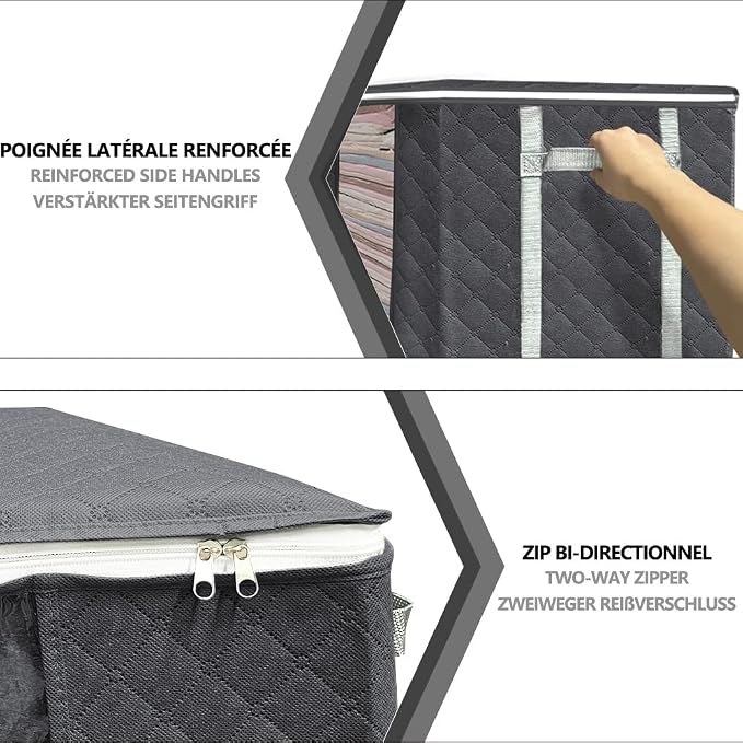 VOUNOT Set of 7 Clothes Storage Bag with Large Capacity Vacuum Bag 3 Foldabale EDENOO Storage bag with Reinforced Handle 3 Vacuum Bags with Hand Pump for Bedding and Clothes. - Image 5