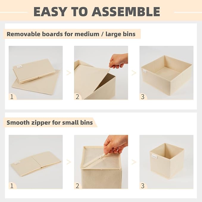 Drawer Organizer Clothes, 8 Pack Underwear Drawer Organizer, Foldable Cloth Storage Box Closet Organizers and Storage for Clothes, Socks, Scarves, Ties (Beige) - Image 4