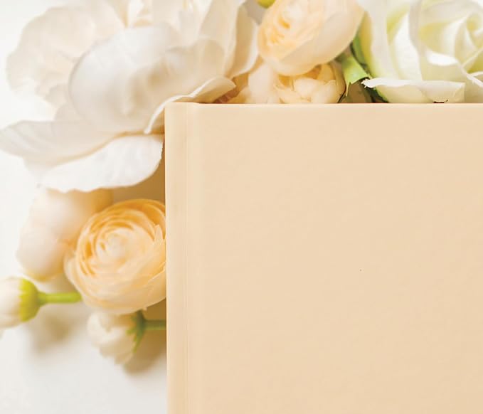 Personalized Guest Book - 11.5" x 8.5" Premium Custom Guest Signing Book with Bookmark and Blank Pages for Wedding Reception Table Decoration Engagement Birthday Party Event, Butter - Image 3