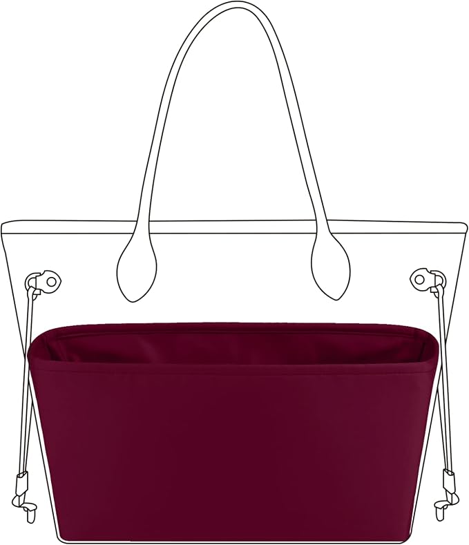 DGAZ Silk Purse Organizer Insert for Neverfullbag(PM, Rouge H) | Soft and Lightweight,Perfect Fit,Multi-pocket Storage,Bag Protector,Luxury Bag Care,Handmade,for Smooth Bag Organizer by DGAZ