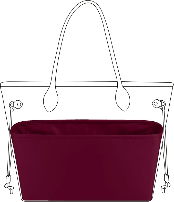 DGAZ Purse Organizer Insert Fits Neverfull-Mini/PM/MM/GM Bags，Silk Bag Organizer，Luxury Handbag & Tote Shaper（MM, Rouge H） | Soft and Lightweight,Perfect Fit,Multi-pocket Storage,Bag Protector,Luxury Bag Care,Handmade,for Smooth Bag Organizer by DGAZ