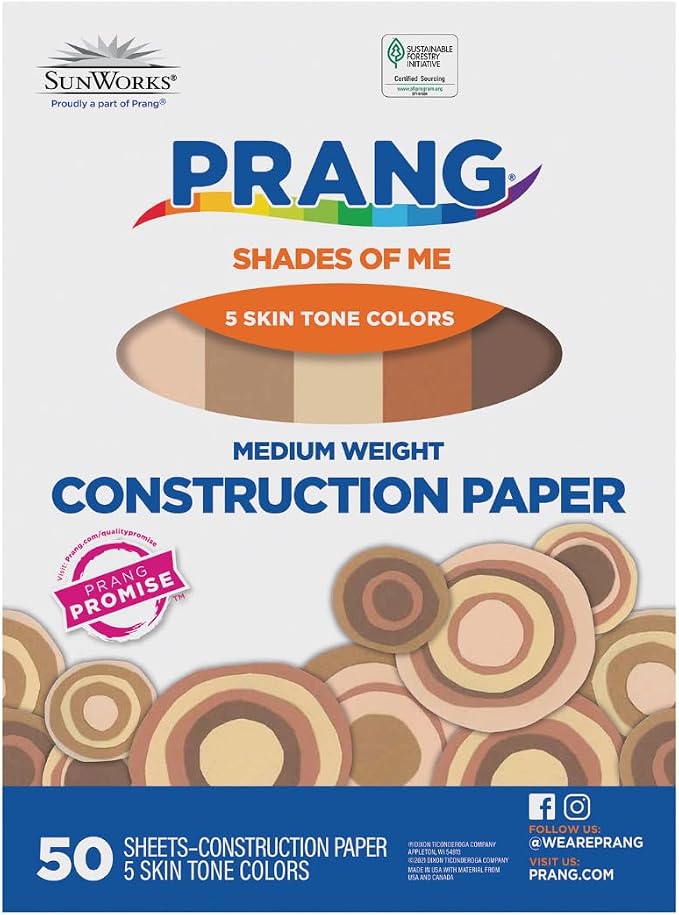 Prang Construction Paper, Shades of Me, 9" x 12", 50/Pack, 50 Packs | Formerly SunWorks, Multicultural Craft Paper, Medium Weight, 5 Assorted Skin Tone Colors, 2500 Sheets Total, P9509 - Image 2
