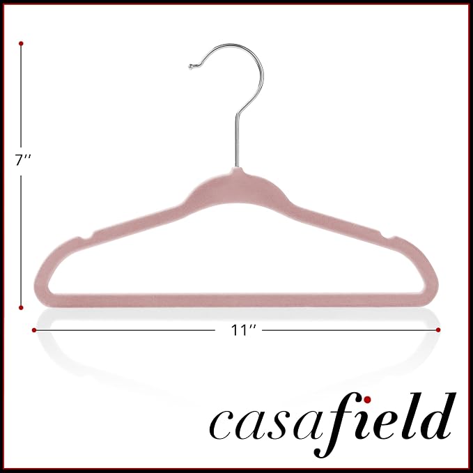 Casafield 100 Velvet Baby Hangers - 11" Size for Infant & Toddler Clothes - Light Pink - Image 5