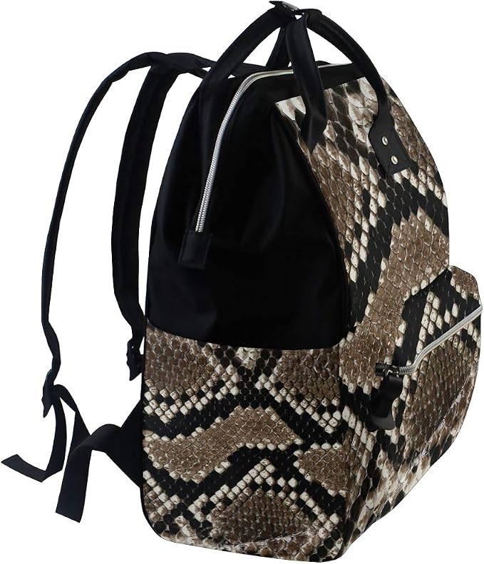 Large Diaper Bag Backpack Snake Print Cosmetology Bag Waterproof Hairstylist Traveling Bag - Image 3