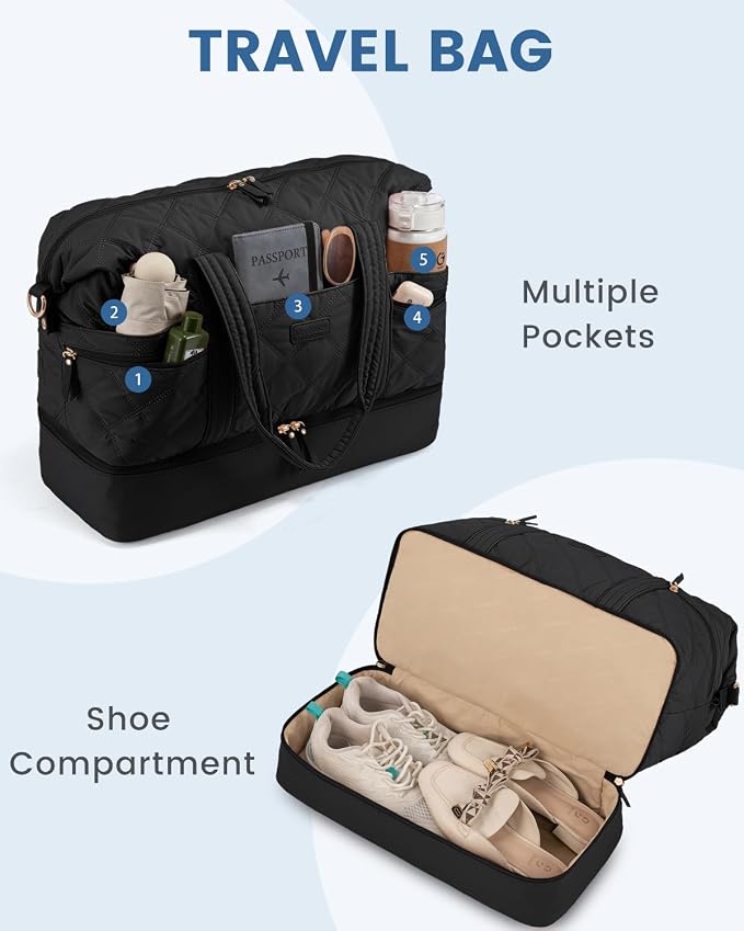 LOVEVOOK Large Travel Duffle Bag,Lightweight Weekender Bags for Women 56L | Shoe Compartment, Personal Item Travel Bag Carry On Overnight Bags for Women, Hospital Bag for Labor and Delivery - Image 8