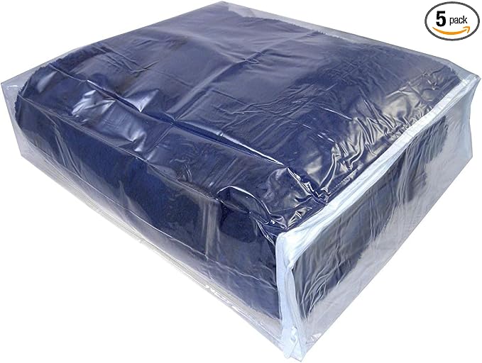 Clear Vinyl Zippered Blanket Storage Bags 15x18x5 Inch set of 5 by FBA