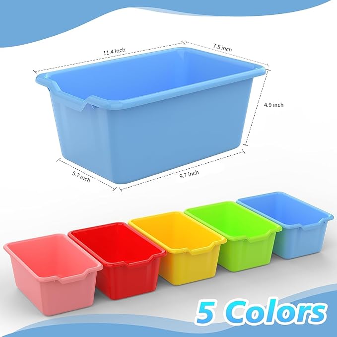 20 Pcs Plastic Book Bins Classroom Small Cubby Bins Stacking Bins Office Kids Storage Container Desk Organizer Basket for Home Nursery Playroom Classroom (20) - Image 2
